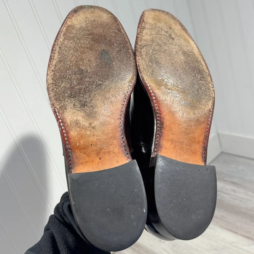 Johnston & Murphy MELTON Size 10 D Burgundy Leather Cap Toe Oxford Dress Shoes